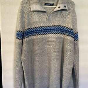 Nautica Men's Sweater with Blue Pattern in Size XL